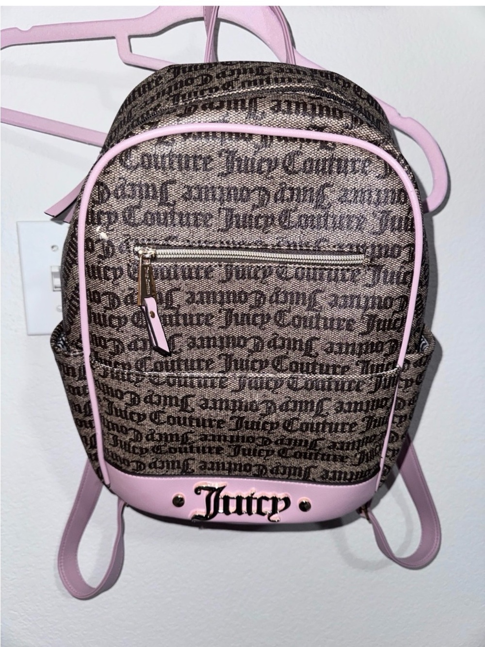 Juicy Couture Logo Print Pink & Brown Backpack Like New